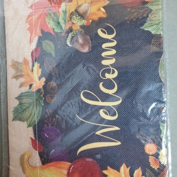NEW Fall Welcome Garden Flag w/pumpkin and cornucopia of fruit & vegetables - Picture 9 of 10